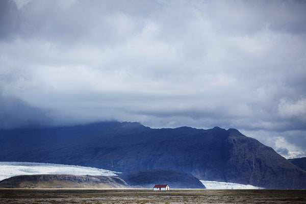 Barren Home with Glacier, Iceland