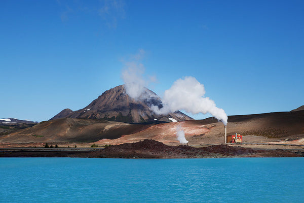 Teal Lake with Factory, Iceland